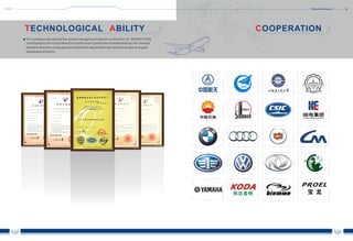 11 12
COOPERATIONT AECHNOLOGICAL BILITY
Our company has passed the quality management system certification of ISO9001/2008,
certificated by the China New Era Certification Centre which established by the Chinese
people's liberation army general armaments department.we have the access to supply
aerospace products.
Shenzhen Advanced
 