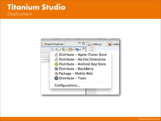 © 2013 Mayﬂower GmbH
Deployment
Titanium Studio
 