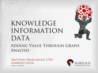 KNOWLEDGE
INFORMATION
DATA
Adding Value Through Graph
Analysis

Matthias Broecheler, CTO
@mbroecheler               AURELIUS
March V, MMXIII            THINKAURELIUS.COM
 