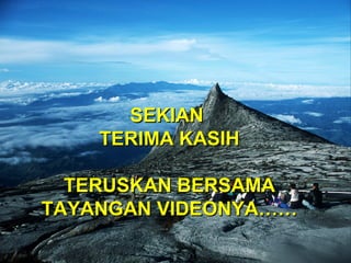 SEKIANSEKIAN
TERIMAKASIHTERIMAKASIH
TERUSKANBERSAMATERUSKANBERSAMA
TAYANGANVIDEONYA……TAYANGANVIDEONYA……
 
