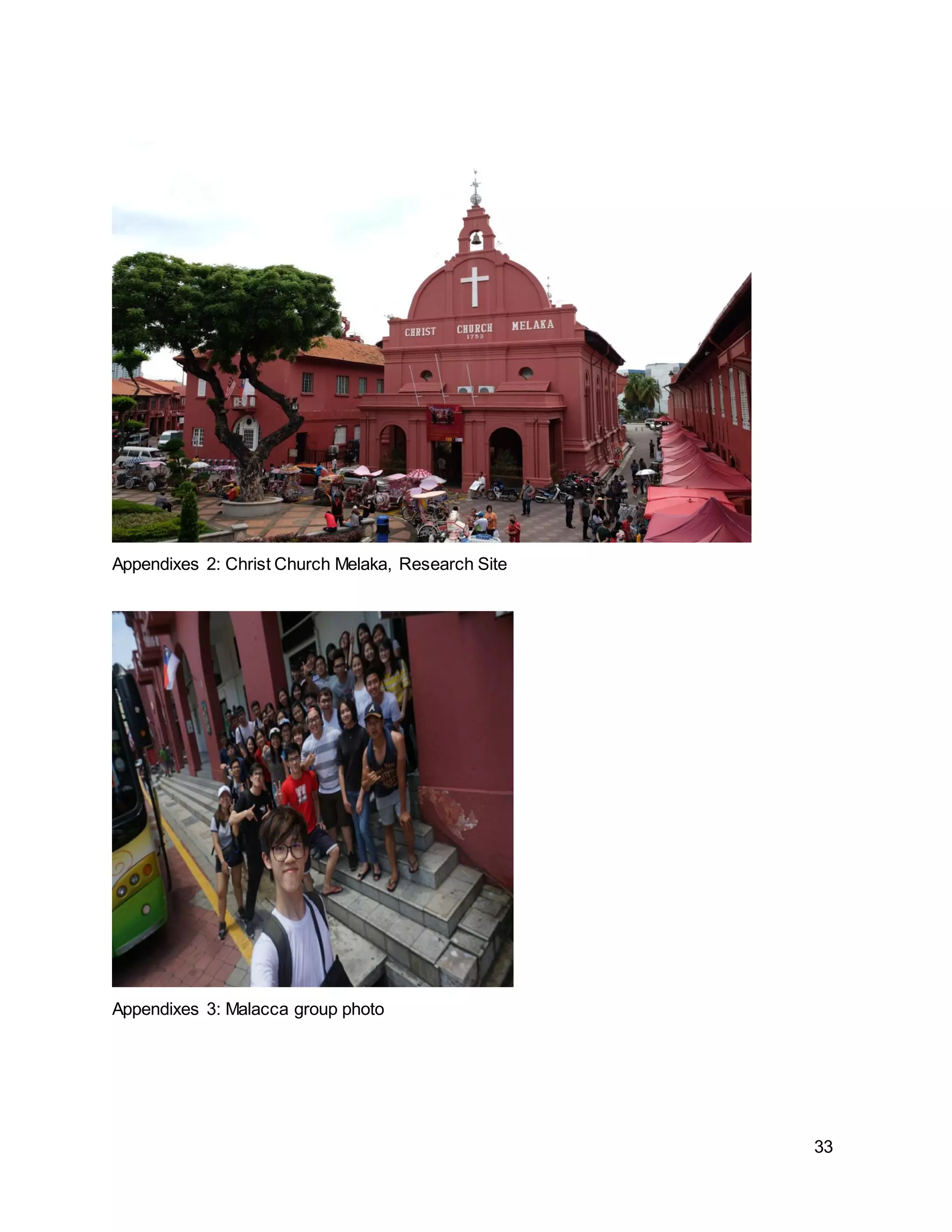 33
Appendixes 2: Christ Church Melaka, Research Site
Appendixes 3: Malacca group photo
 