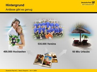 400.000 Hochzeiten 60 Mio Urlaube 535.000 Vereine Hintergrund  Anlässe gibt es genug   