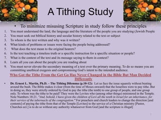 A Tithing Study Presentation by Dr. Frank Chase Jr.