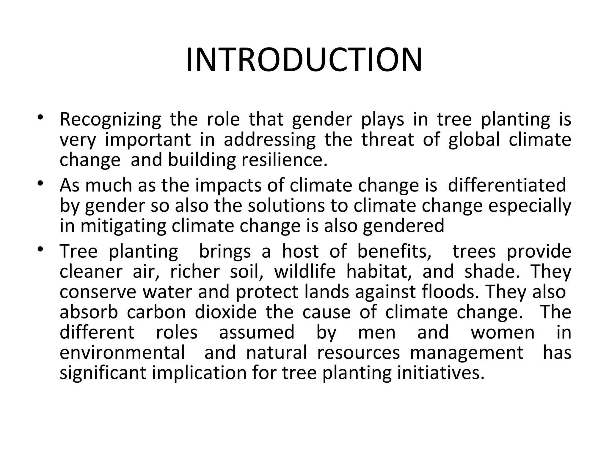 The Role of Gender in Tree Planting Initiative and Climate Change ...