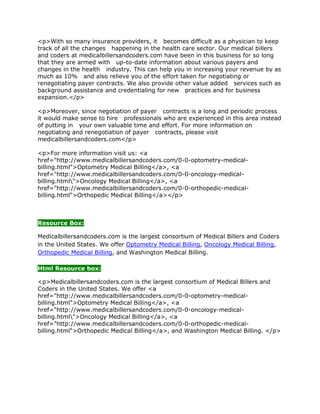 Negotiating Payer Contracts for Physicians