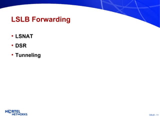 LSLB Forwarding LSNAT DSR Tunneling 