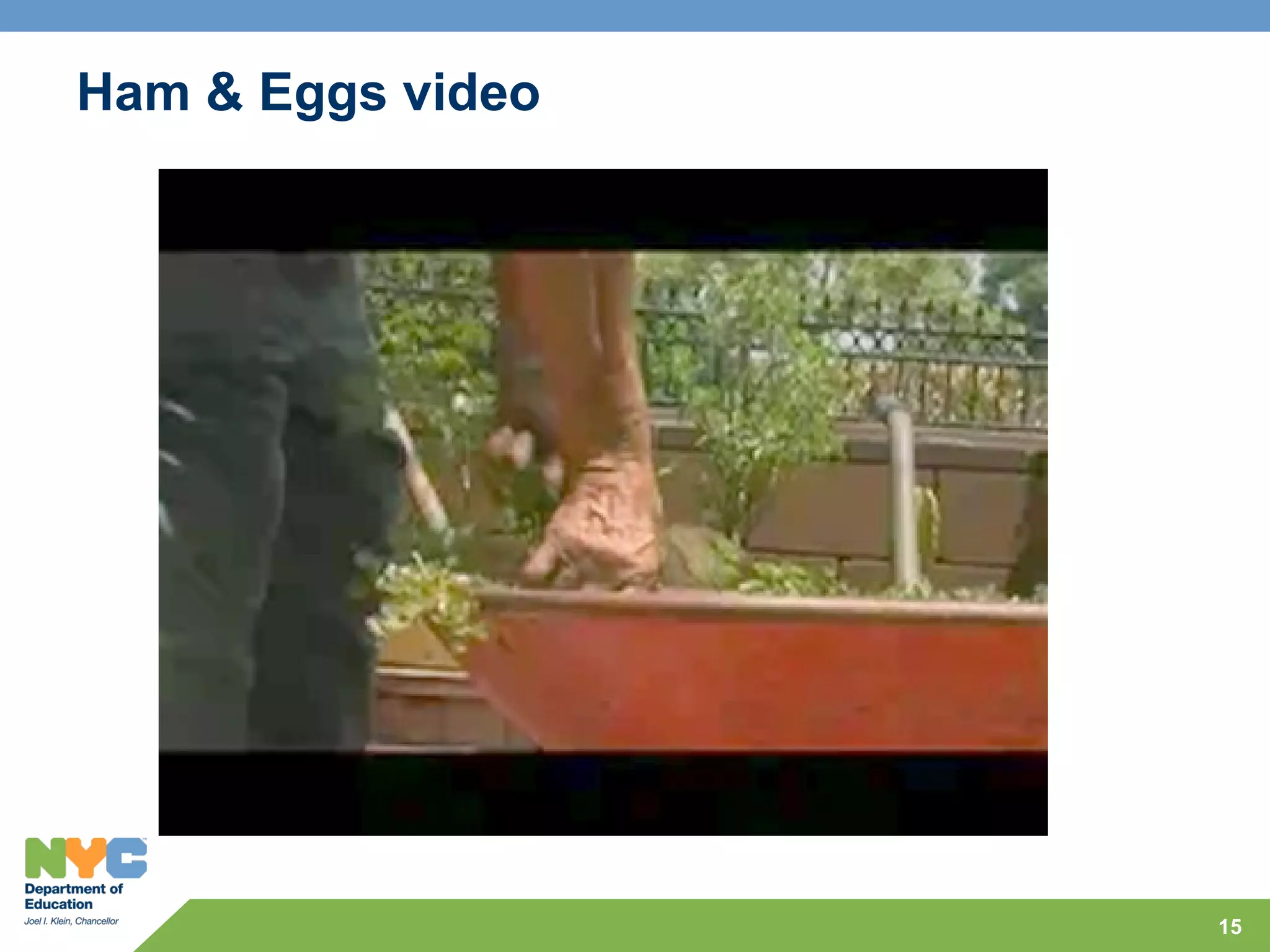 Ham & Eggs video




                   15
 