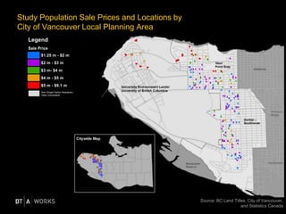 Study Population Sale Prices and Locations by
City of Vancouver Local Planning Area
Source: BC Land Titles, City of Vancou...