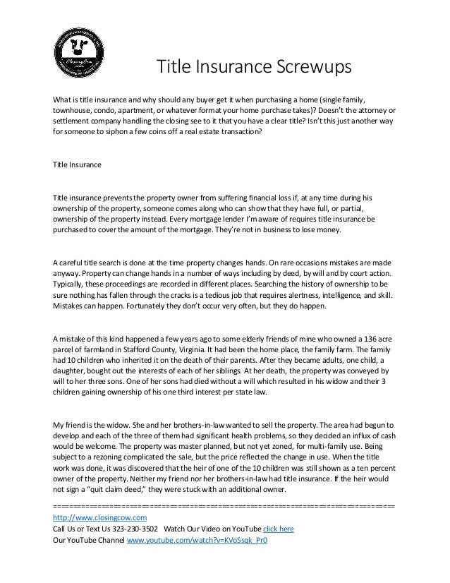 should i buy title insurance at closing