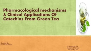 Pharmacological mechanisms
& Clinical Applications Of
Catechins From Green Tea
Guided By
Dr.VGM Naidu
Presented By
Anjana Sharma
PC/2014/201
 