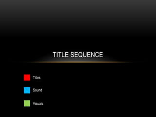 TITLE SEQUENCE
Titles
Sound
Visuals
 