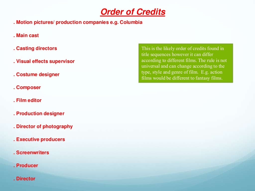 Opening credits to a movie image