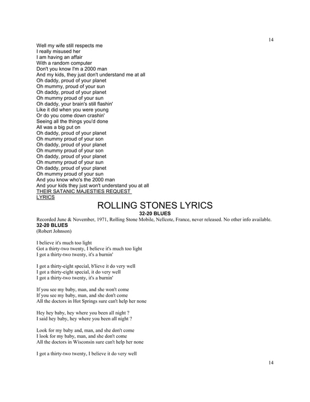 Titles rolling stones lyrics a z numbered