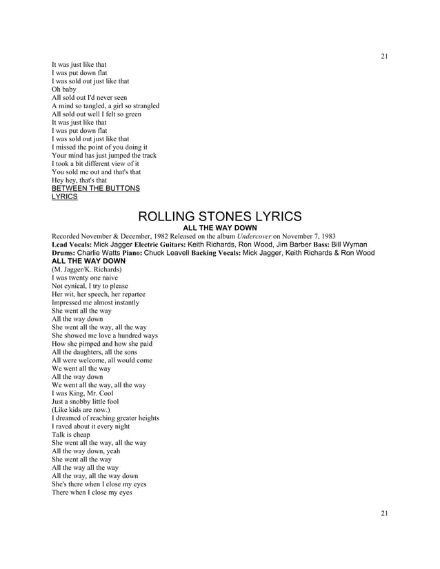 Titles rolling stones lyrics a z numbered