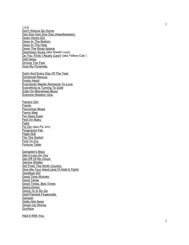 Titles rolling stones lyrics a z numbered