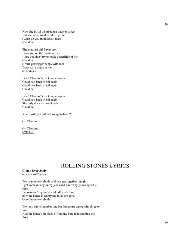 Titles rolling stones lyrics a z numbered