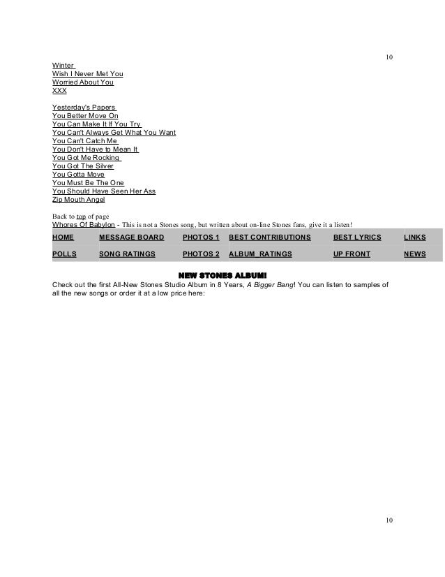 Titles Rolling Stones Lyrics A Z Numbered Titles Rolling Stones Lyrics A Z Numbered