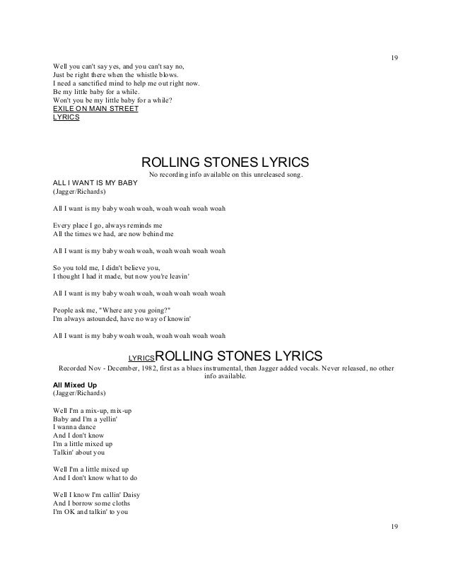 Titles Rolling Stones Lyrics A Z Numbered Titles Rolling Stones Lyrics A Z Numbered