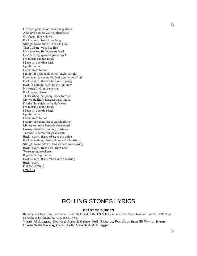 Titles rolling stones lyrics a z numbered