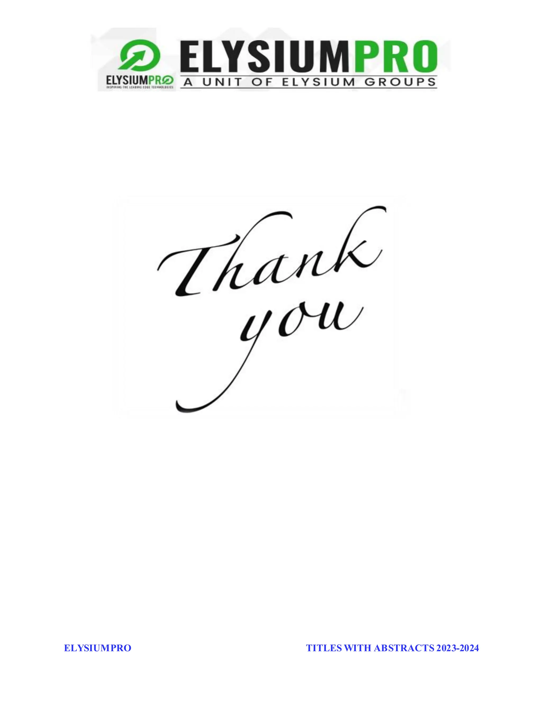 ELYSIUMPRO TITLES WITH ABSTRACTS 2023-2024
 