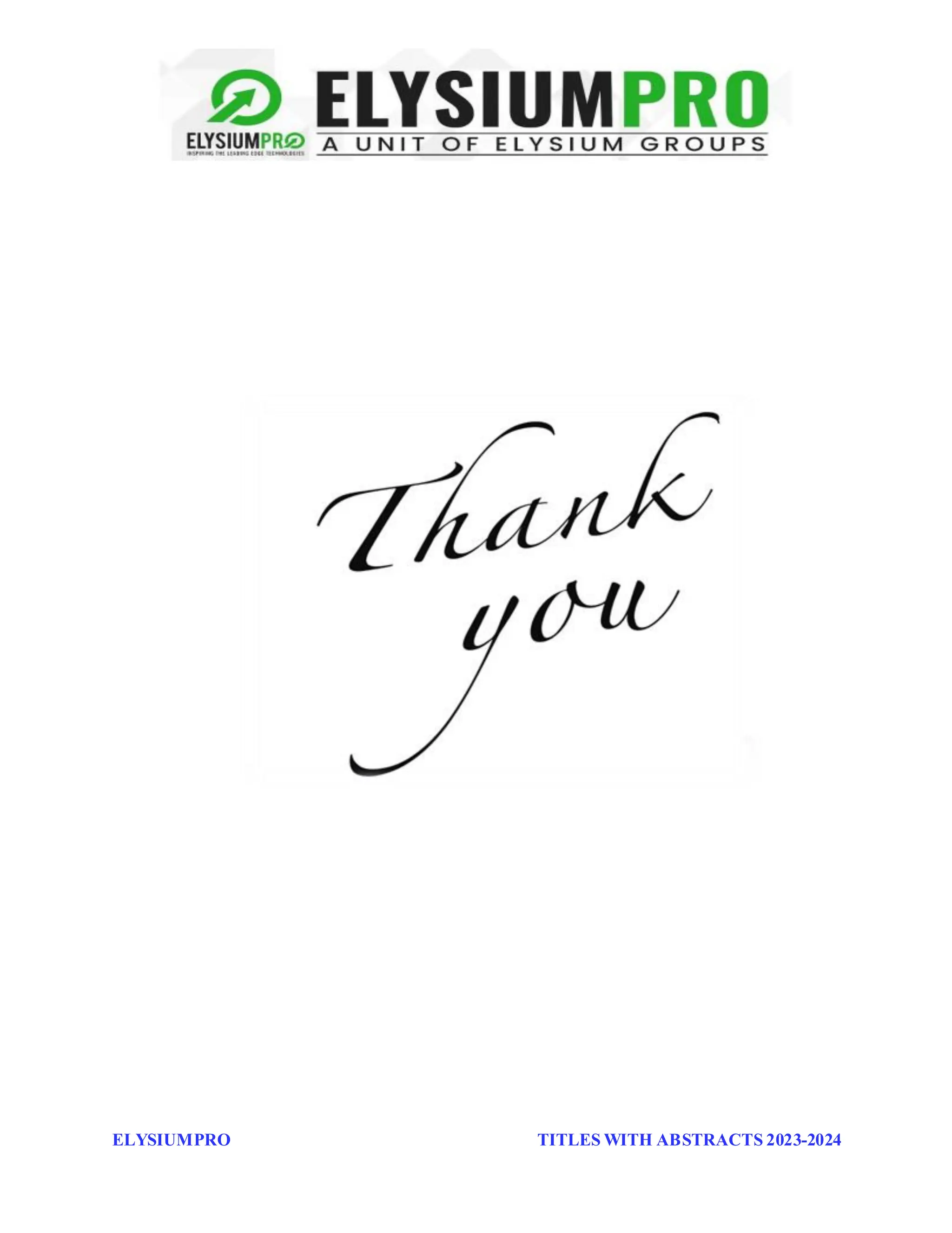 ELYSIUMPRO TITLES WITH ABSTRACTS 2023-2024
 