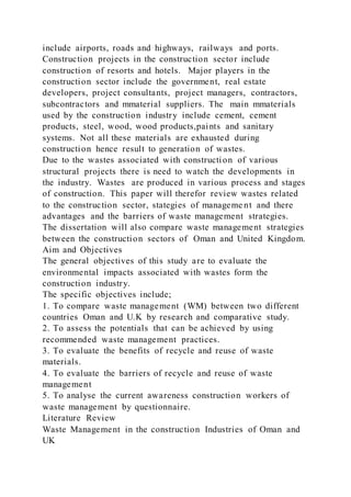 Title Waste Management on Construction Sites in OmanDissertatio | DOCX