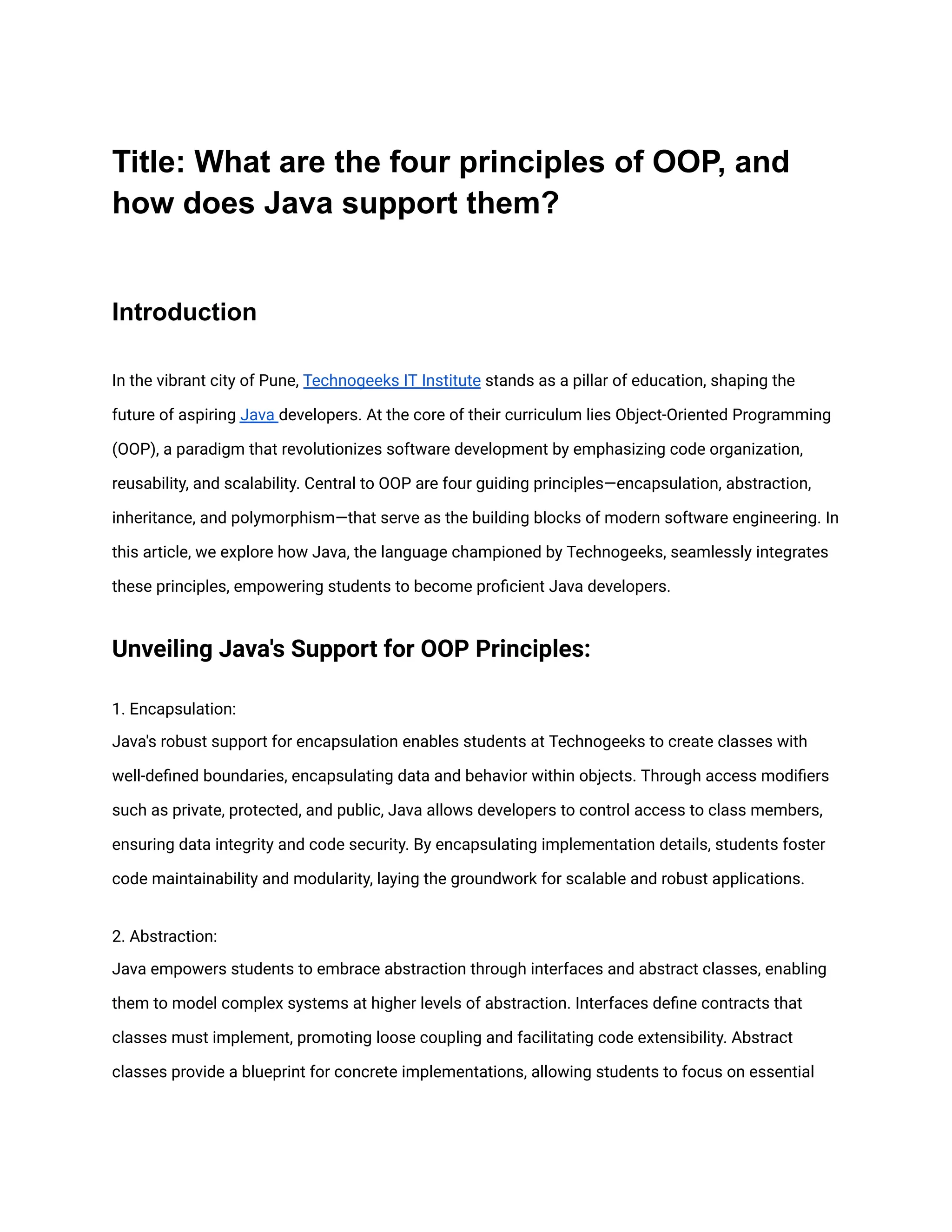 Title_ What are the four principles of OOP, and how does Java support ...