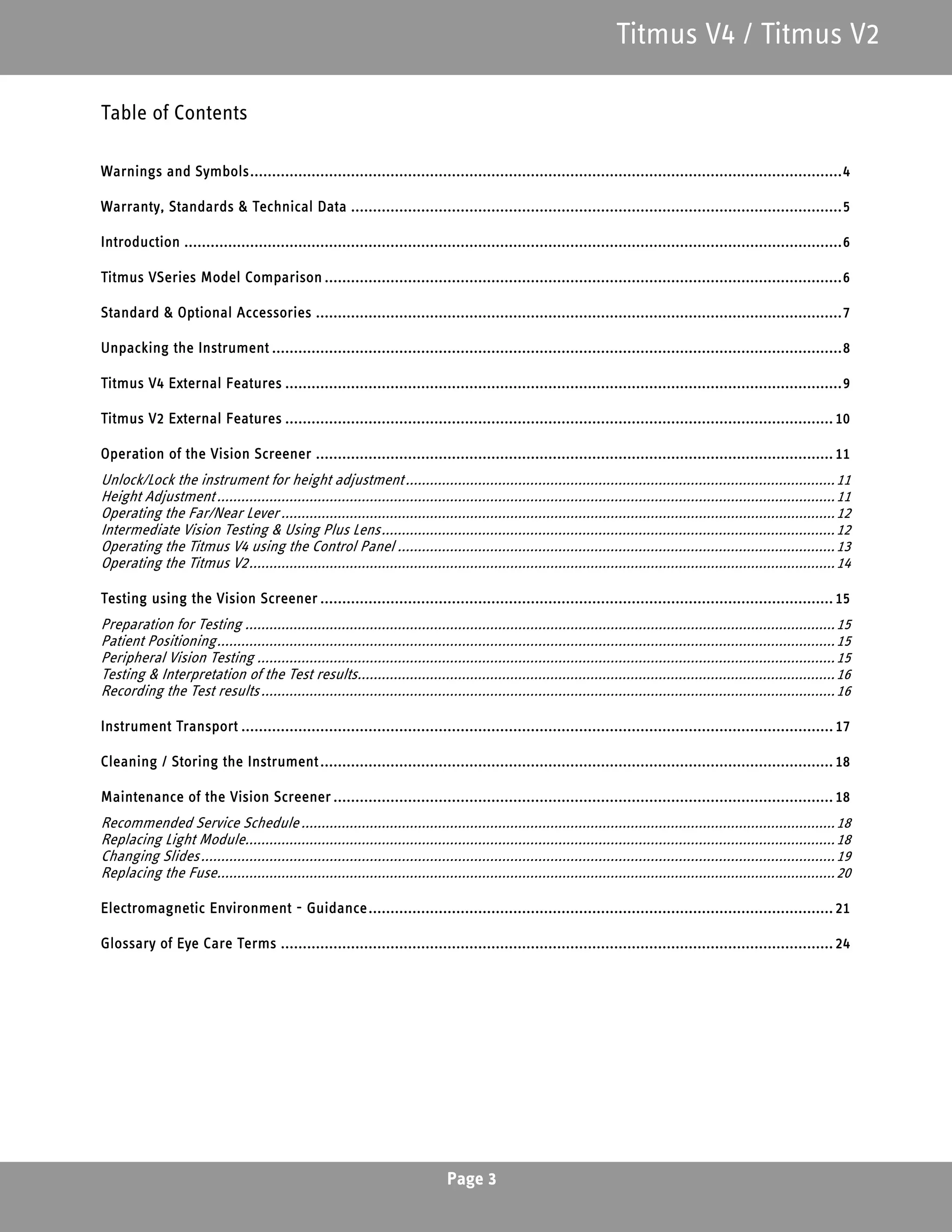 Titmus V4 vision screener user manual | PDF