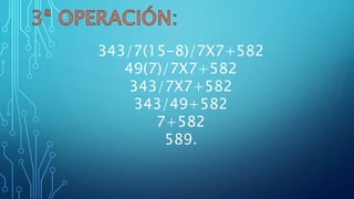 81/9+5x3+20-36(58-18)
9+5x3+20-36(40)
9+15+20-36(40)
24+20-36(40)
40-36(40)
4x40
160.
 