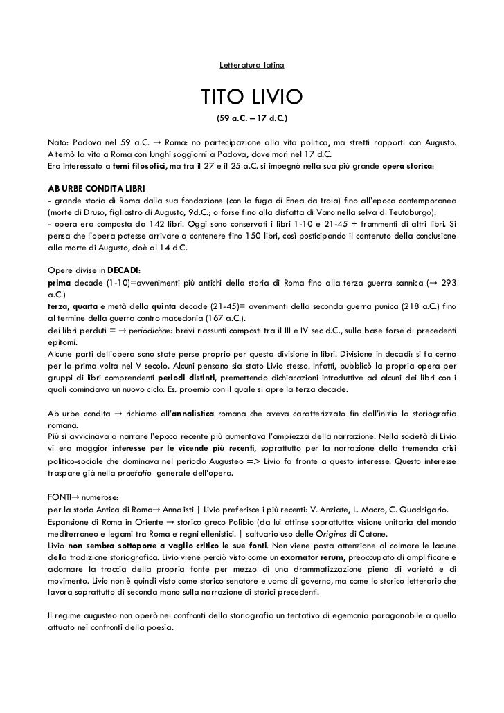 Letteratura Latina Tito Livio
