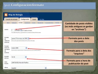 11/20/2009Xacobo de Toro.Novembro 20093.1.1Configuración básicaPara cambiar o título do blogueTitorial de BlogguerUn blogue moi interesante e didácticoPara inserir unhadescripción do blogue