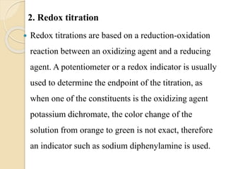 Redox Indicator Titration method of analysis | PDF