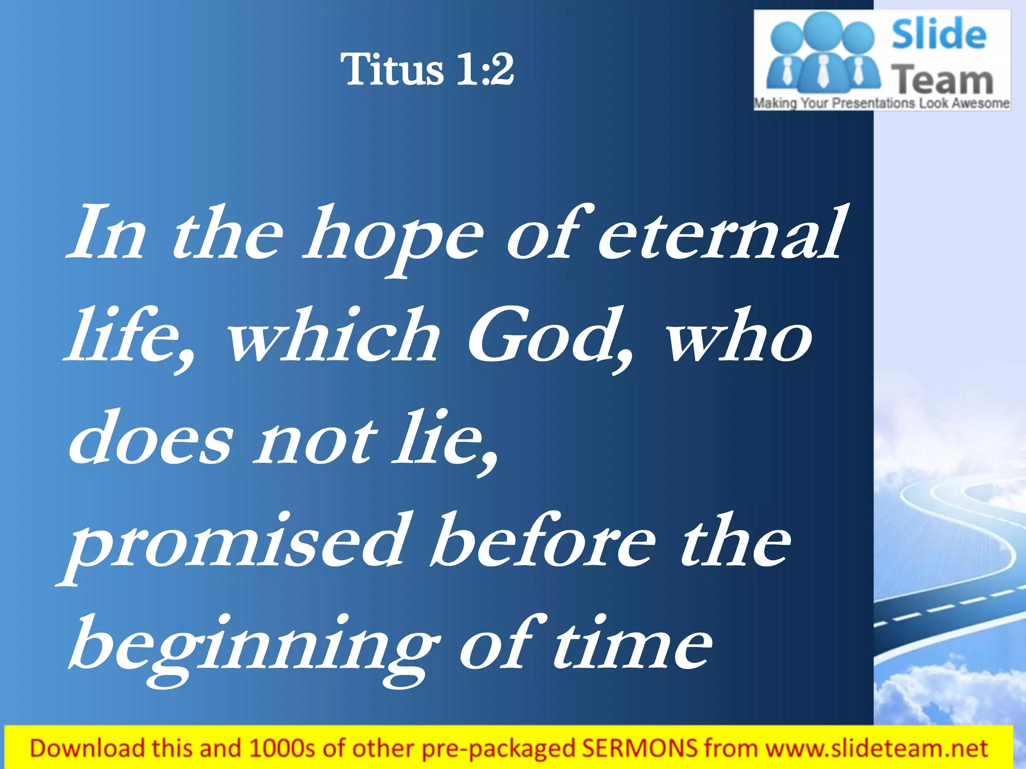 Titus 1 2 the beginning of time power point church sermon | PDF