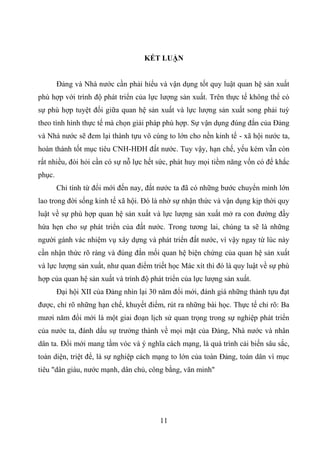 Vận dụng quan điểm triết học Mác xit về quy luật quan hệ sản xuất phải ...