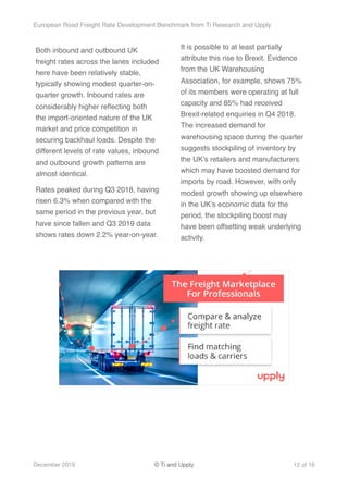 Ti x Upply - The European Road Freight rate development Benchmark | PDF