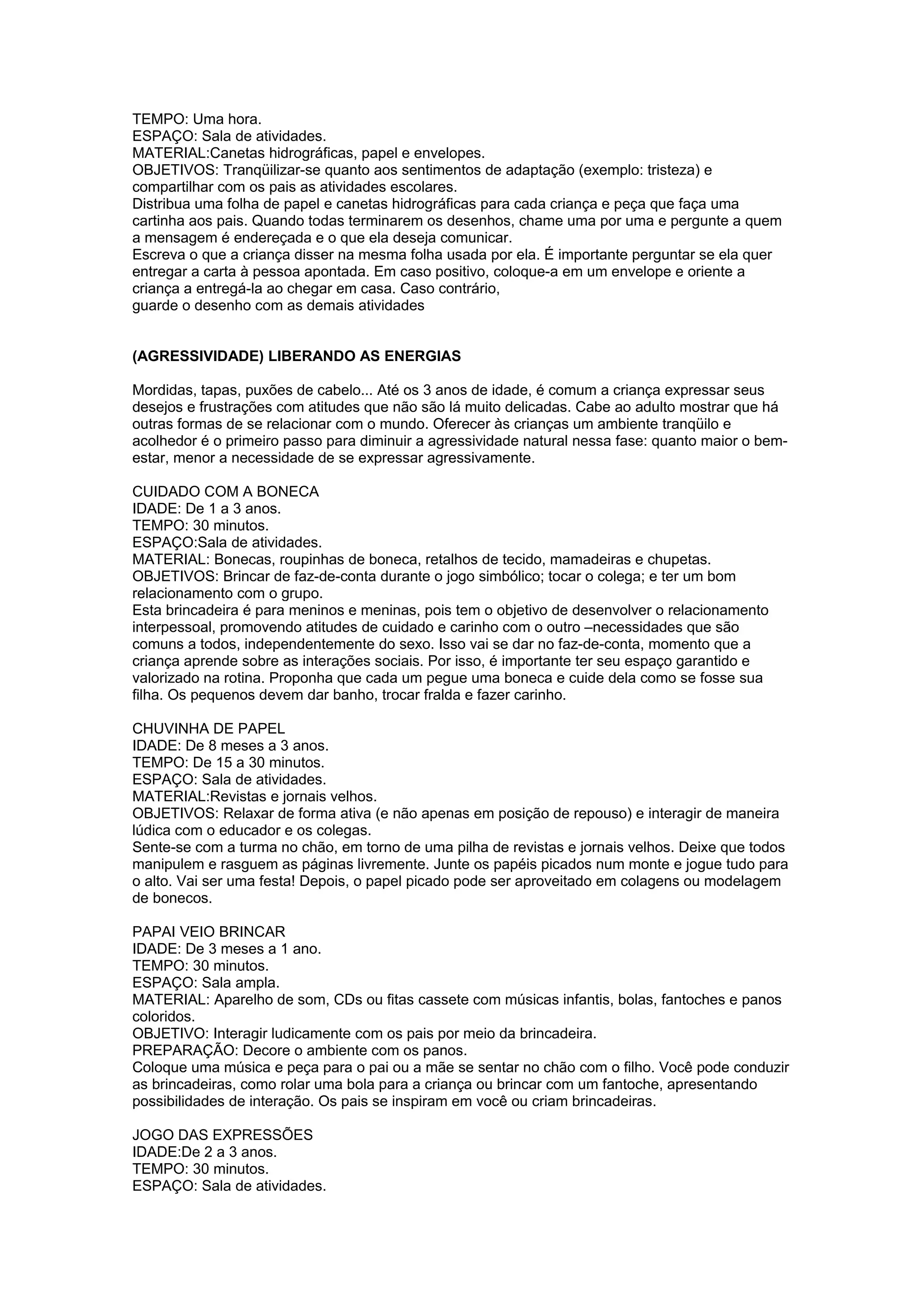 ATividades para crianças de 1 a 3 anos | PDF