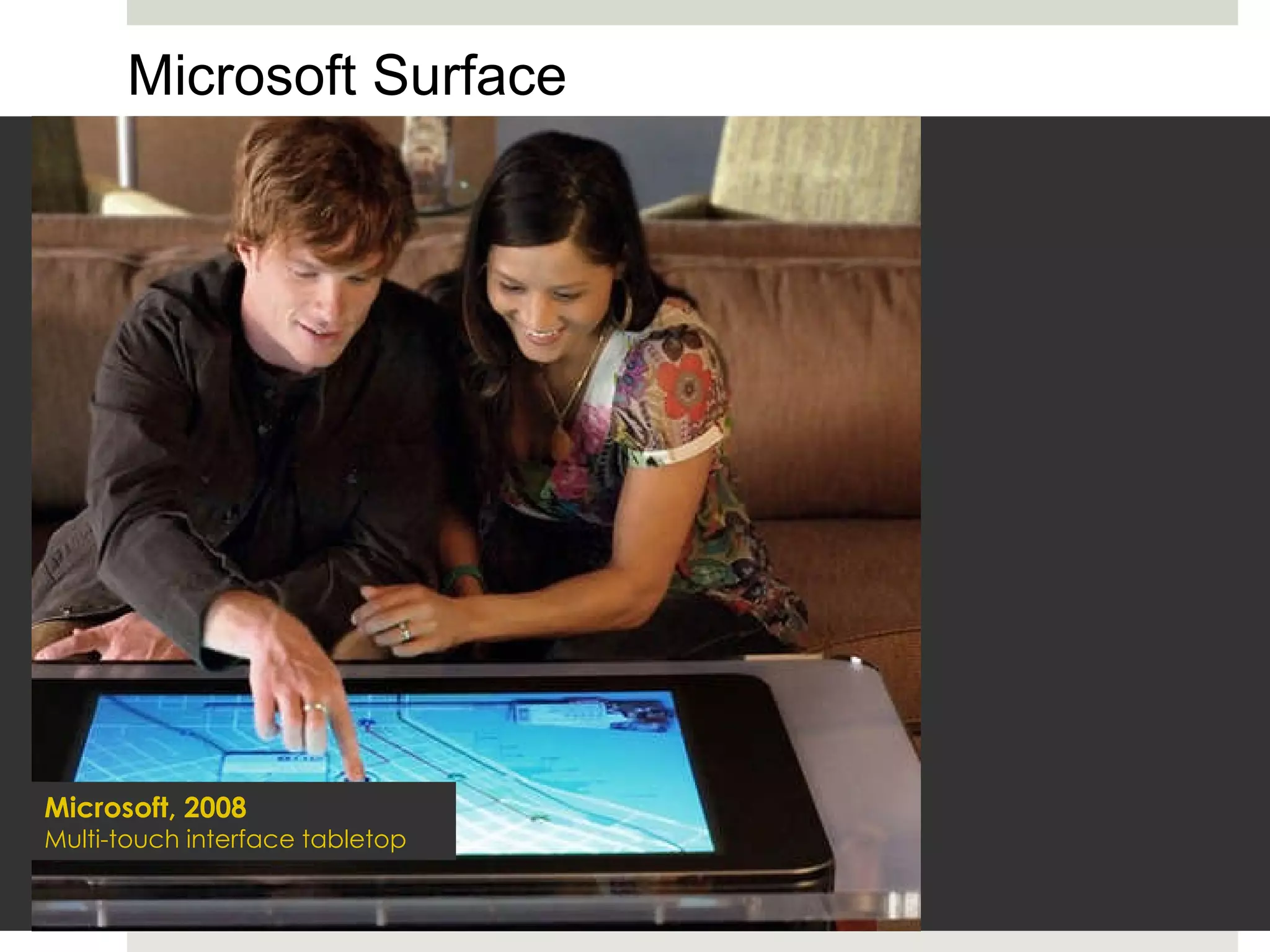 Microsoft Surface Microsoft, 2008 Multi-touch interface tabletop 