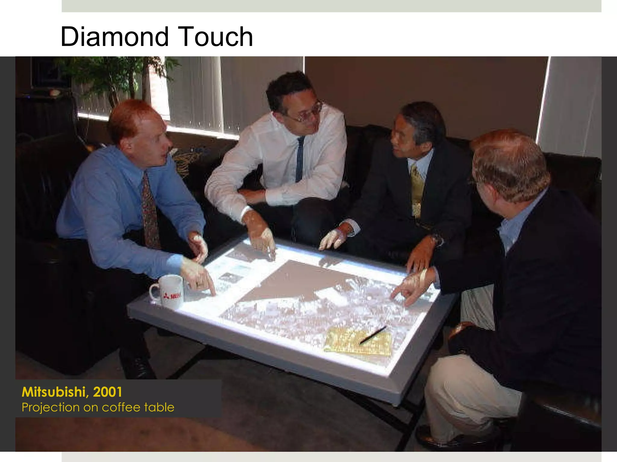 igital computer capable of being reprogrammed to solve a full range of  computing problems Diamond Touch Mitsubishi, 2001 Projection on coffee table 