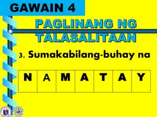 GAWAIN 4
3. Sumakabilang-buhay na
N A M A T A Y
 