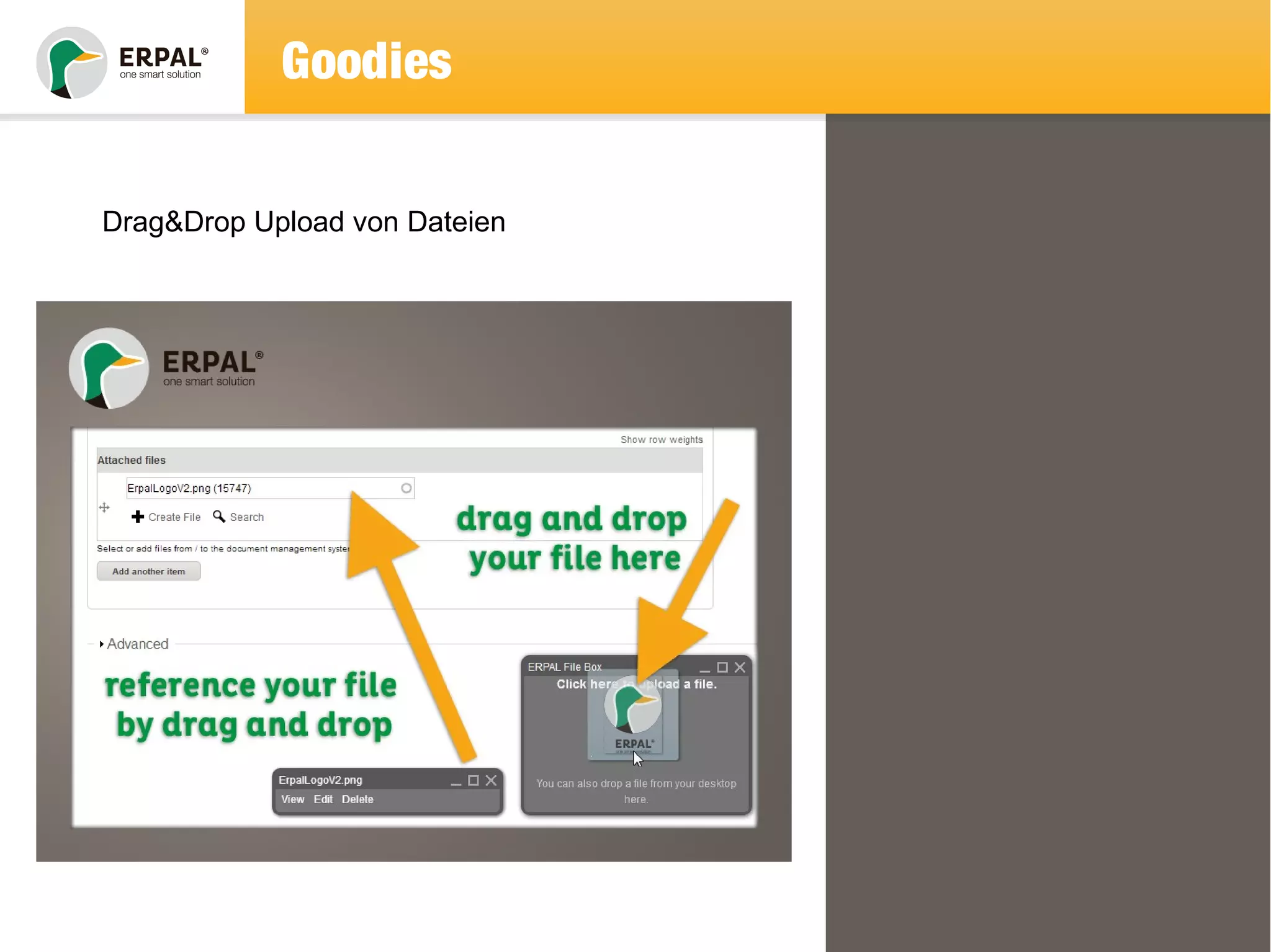 Goodies 
Drag&Drop Upload von Dateien 
 