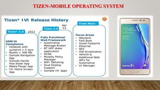 Tizen os | PPTX | Operating Systems | Computer Software and Applications
