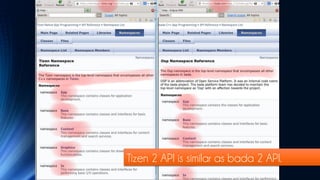 Tizen 2 API is similar as bada 2 API.
 