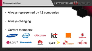 Tizen Association
• Always represented by 12 companies
• Always changing
• Current members:
1/17/2017 Intrepidus Group - Confidential
 