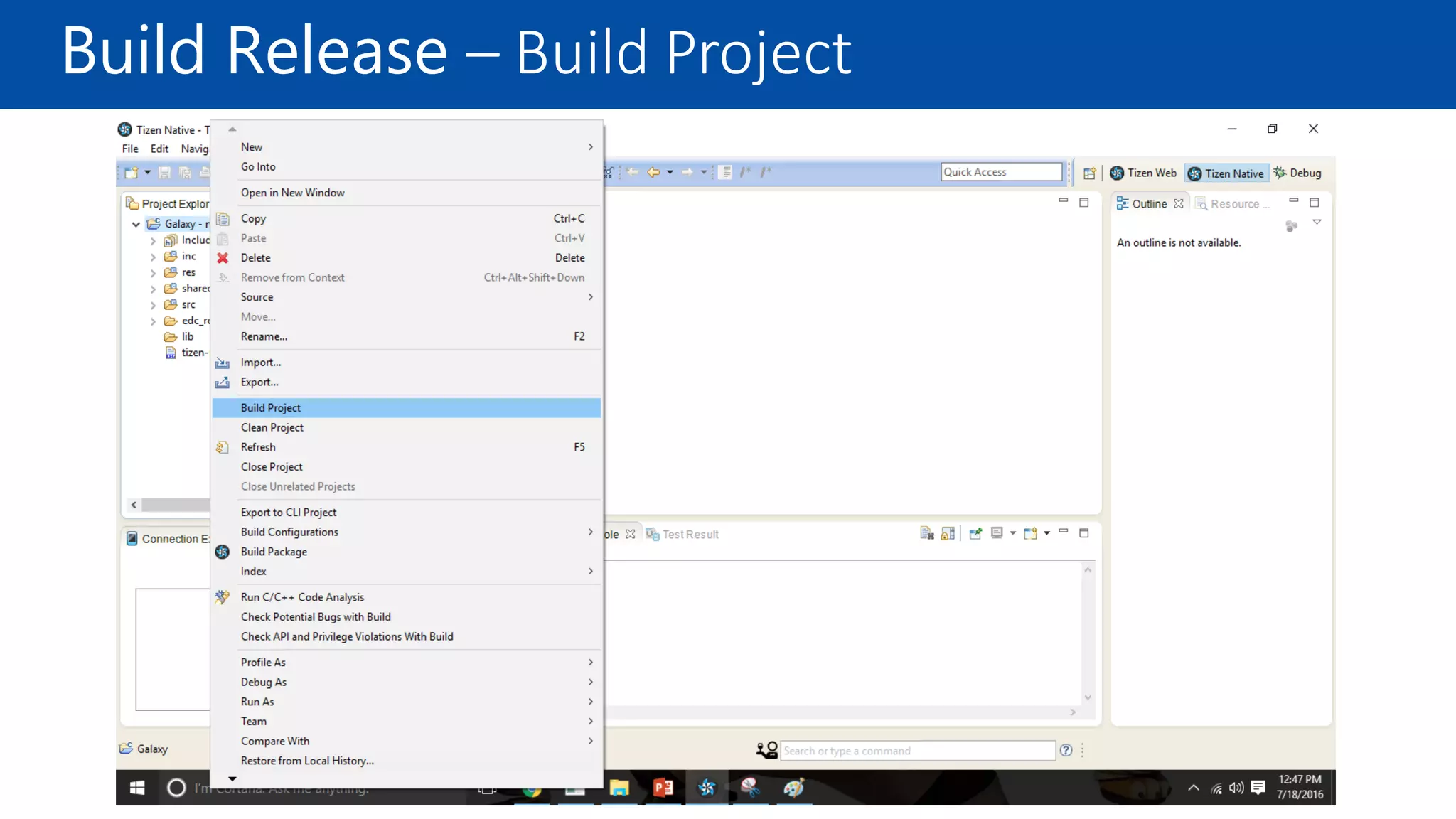 Build Release – Build Project
 