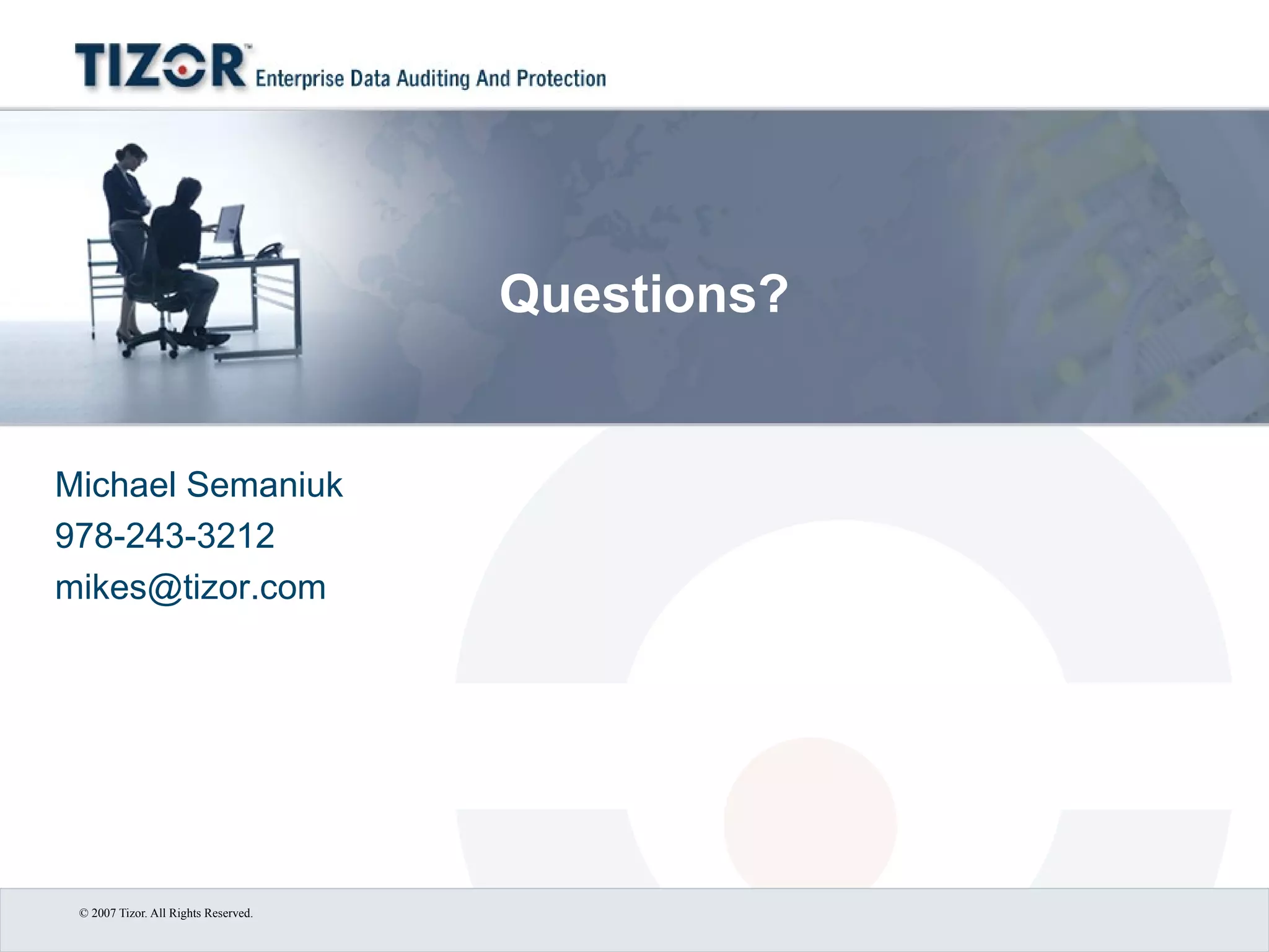 Questions? Michael Semaniuk 978-243-3212 [email_address] 