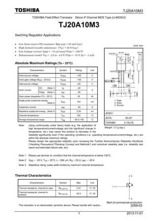 Original Mosfet P-Channel TJ20A10M3 J20A10M3 J20A10M 100V 10A TO-220 ...