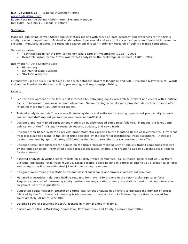 equity analyst resumes