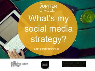 What’s my social
media strategy?
#AEJUPITERSOCIAL	
  
 