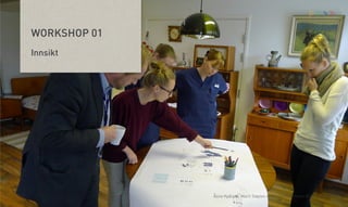 vv

>

WORKSHOP 01
Innsikt

Åsne Kydland, Marit Støylen og Emilie Strømmen Olsen | 24.10.13

 