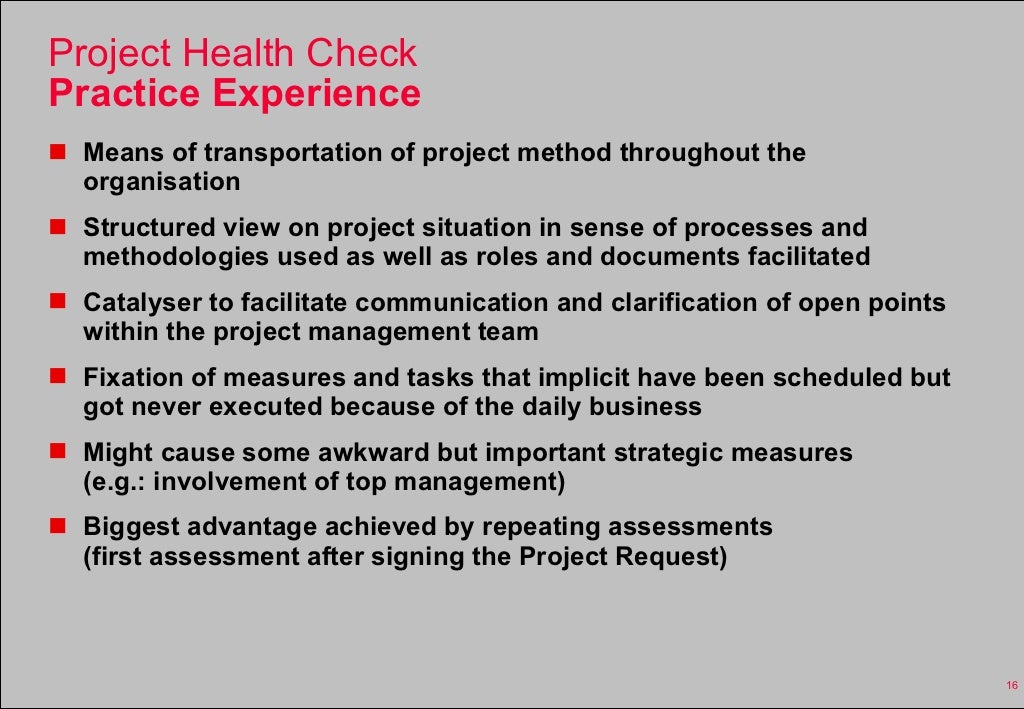 Project Health Checks